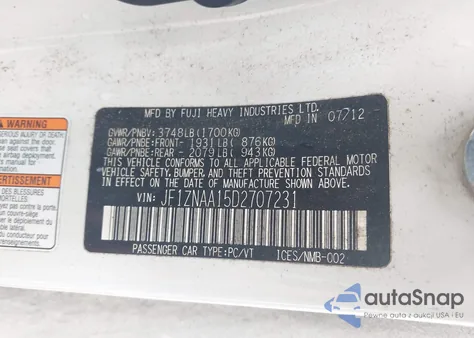 2013 Scion Fr-S from USA, damaged, VIN JF1ZNAA15D2707231